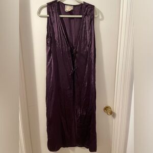 VTG 90’s April Cornell Deep Purple Velvet Full Length Vest W/ 2 front Ties SZ S